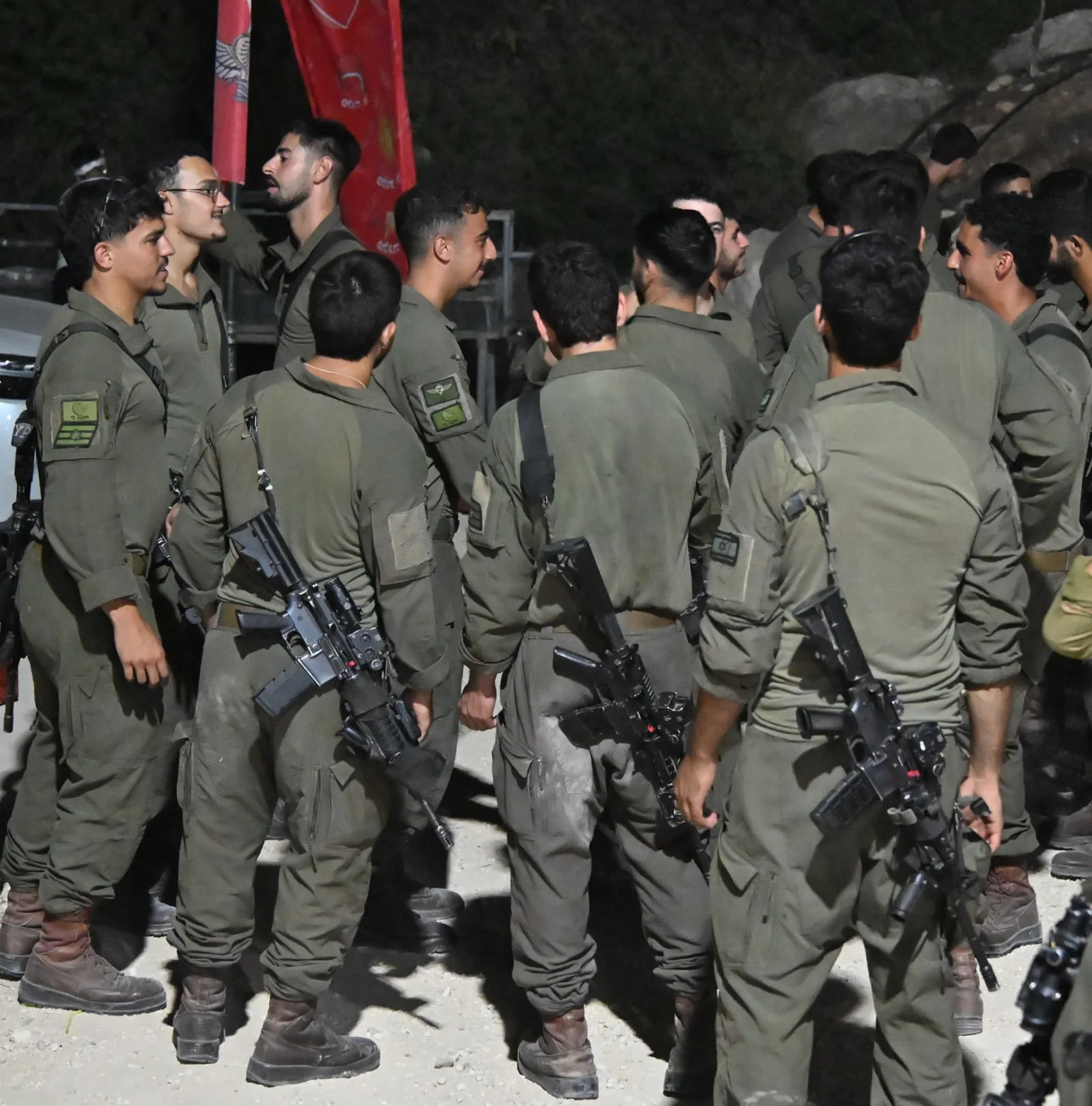 Soldiers talking together at the end of the evening