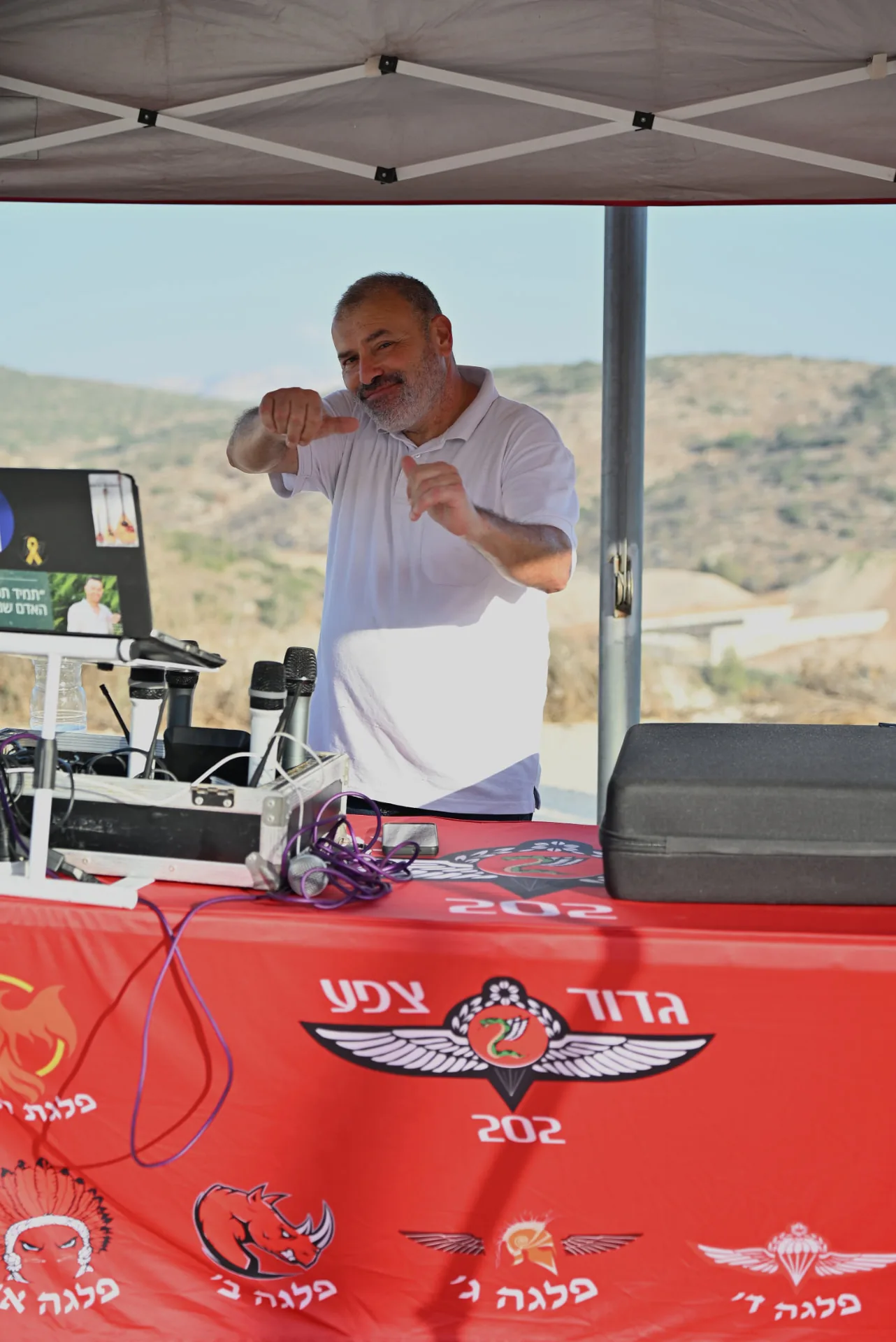 Music and hosting under the battalion tent