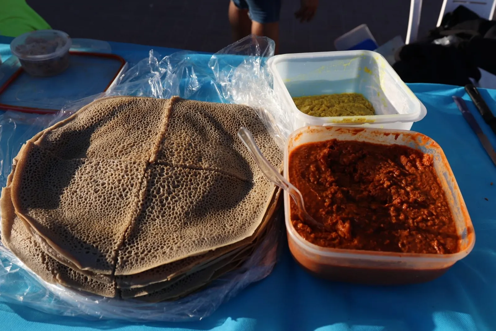 Ethiopian injera bread served with rich homemade stews