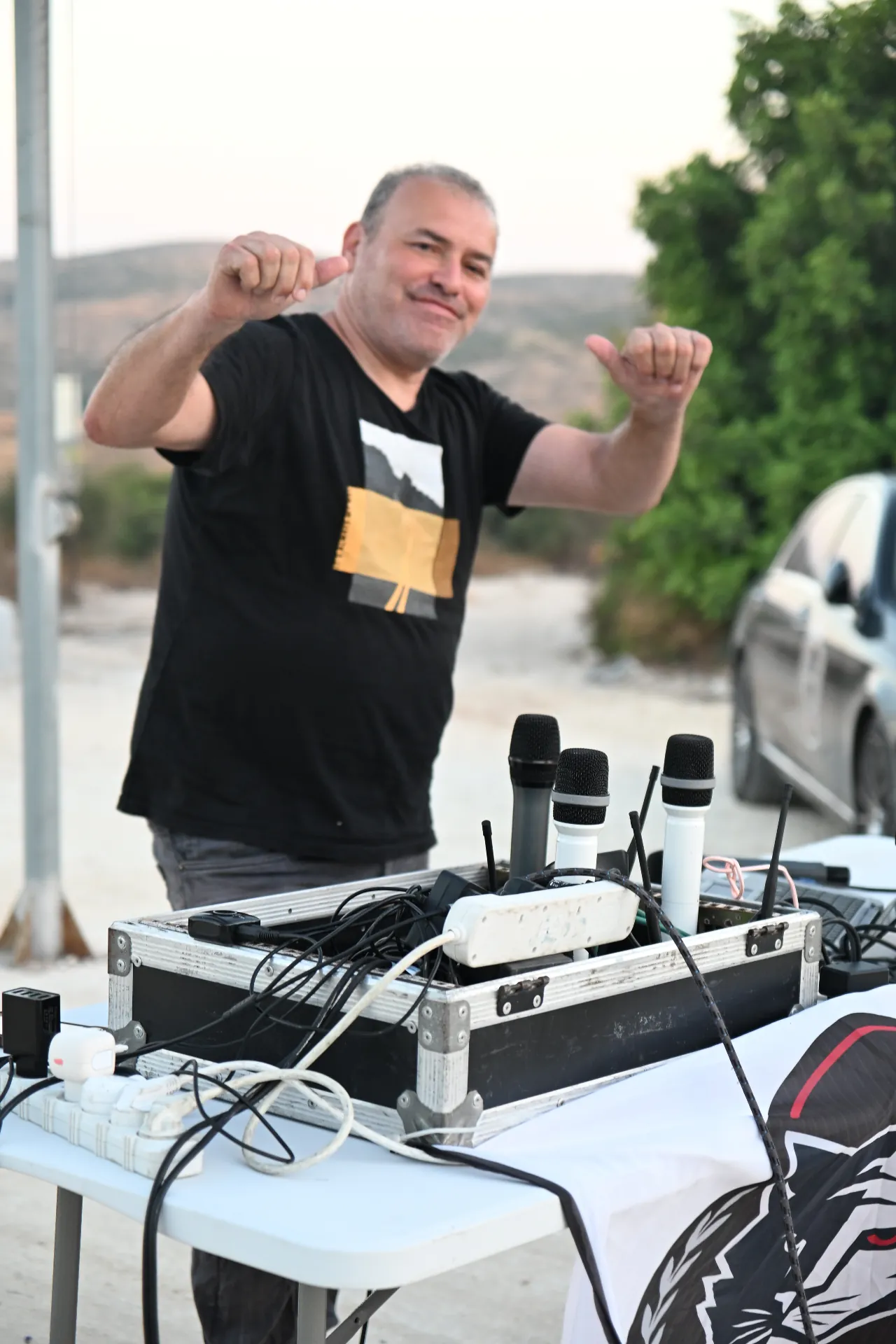 DJ and sound setup preparing the music for the event