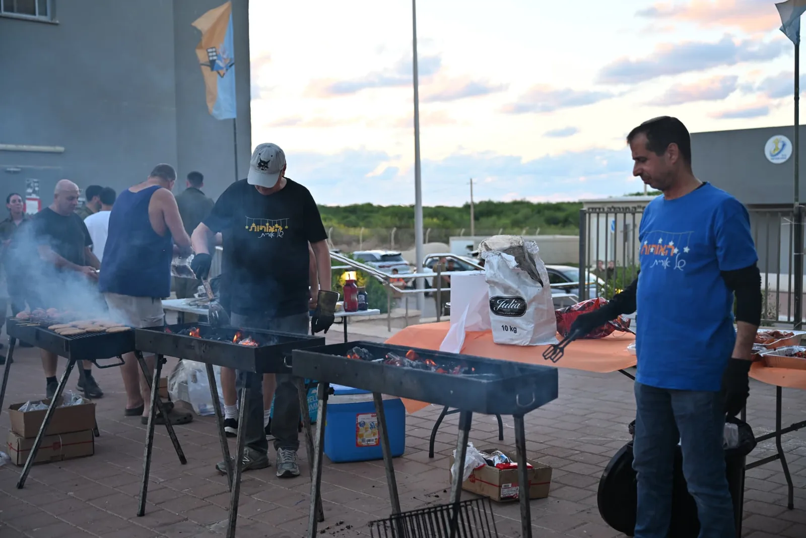Volunteers preparing the barbecue